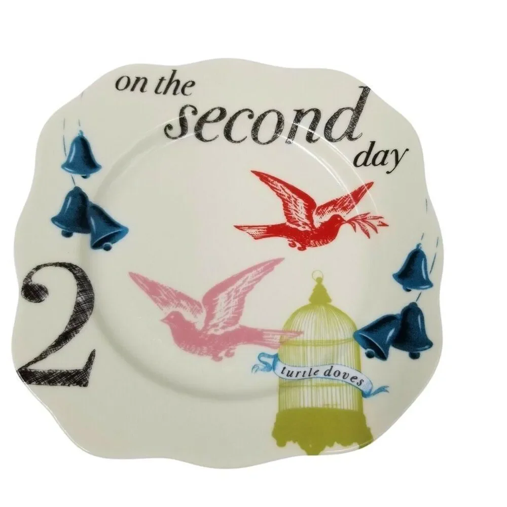 Rosanna 12 Days Christmas Plates 2nd Day Doves Appetizer Salad Dessert Square 6